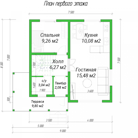 Двухэтажный дом 109 кв.м