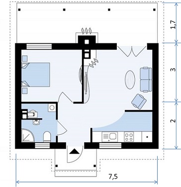 Одноэтажный дом 35 кв.м